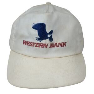 Western Bank Snapback 5 Panel Cap White One Size Adjustable Embroidered Ownco